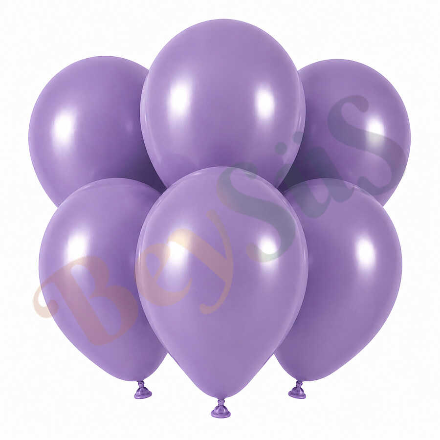 Lavanta Renk Lateks Retro Balon (30 cm) - 6 Adet