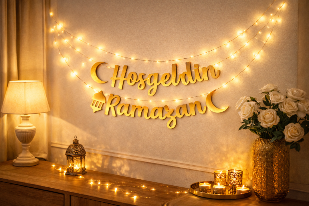 Beyüs Ramazan Ayı Led Işıklı Hoşgeldin Ramazan El Yazısı. Ramazan Bayramı Dekoratif Işıklı - Beysüs
