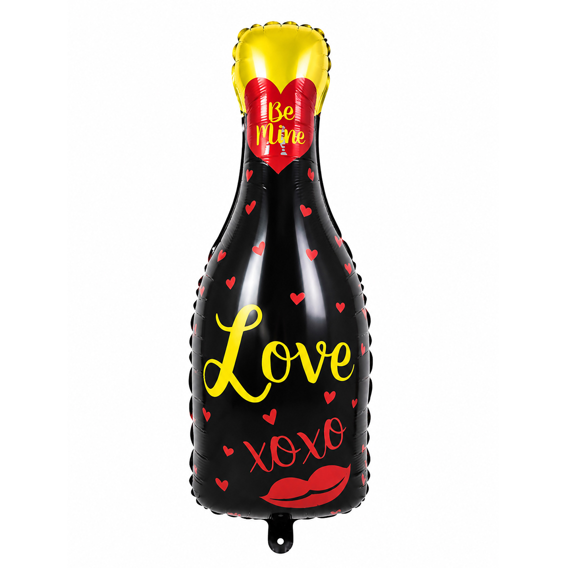 Love Yazılı Siyah Şampanya Şişe Folyo Balon