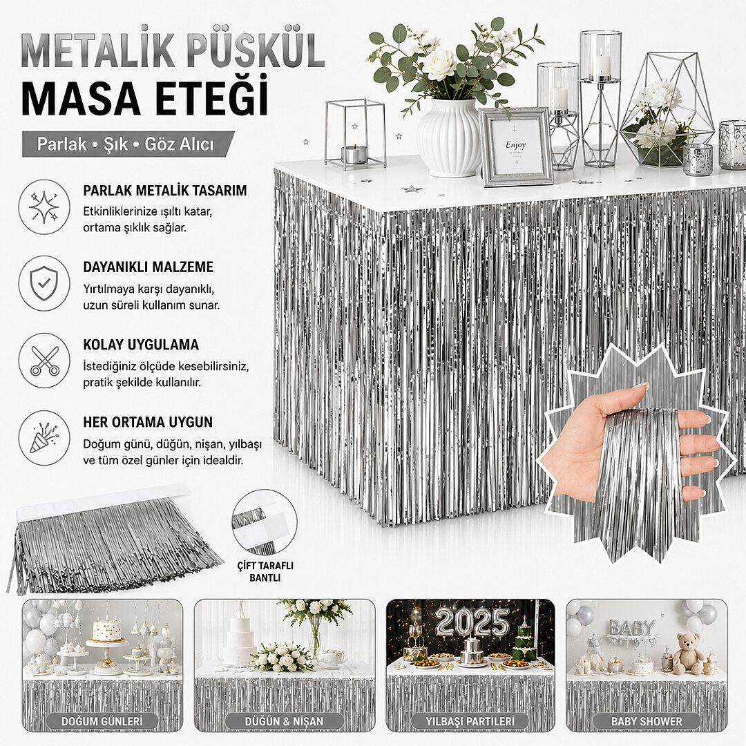Masa Püskülü Gümüş 
