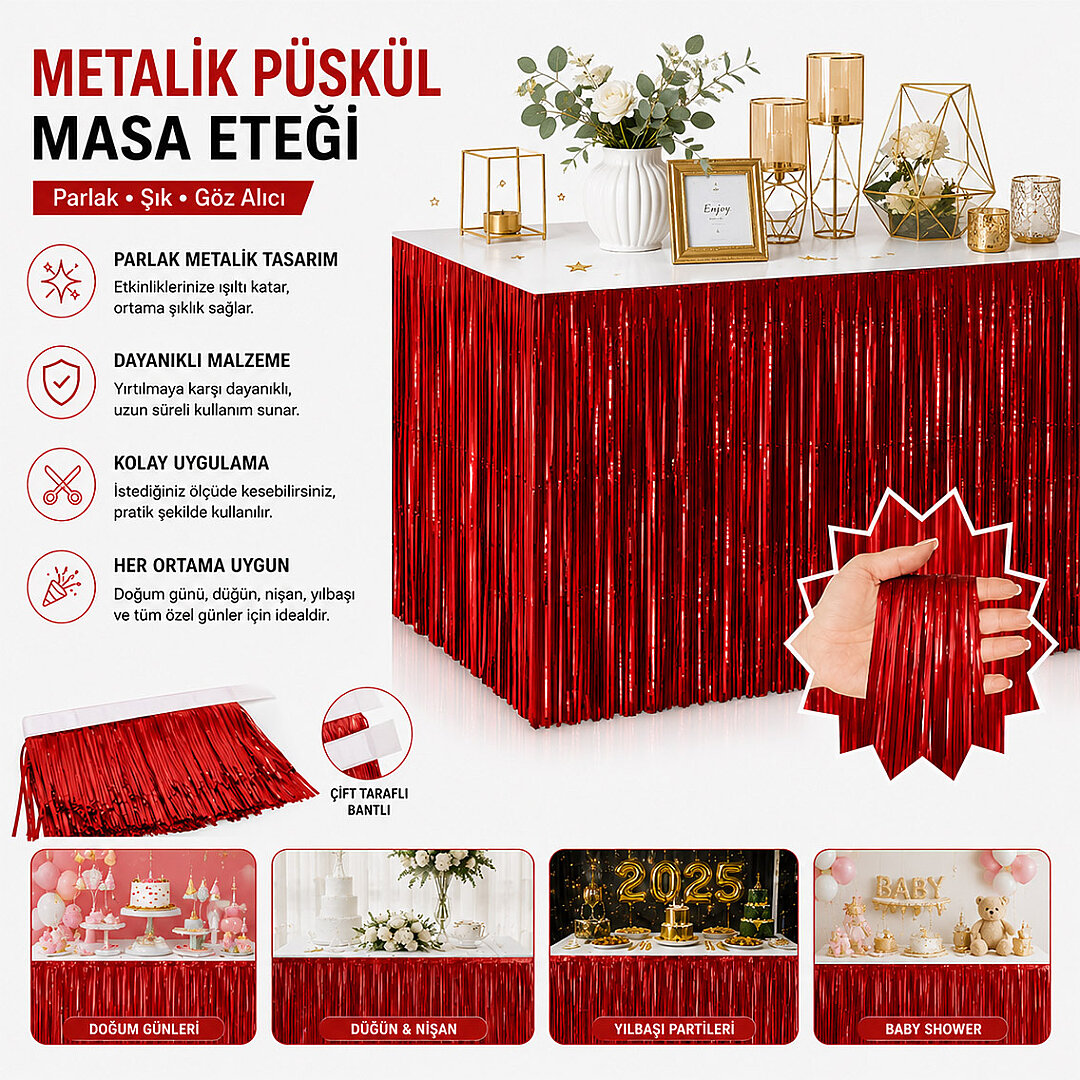 Masa Püskülü Kırmızı 