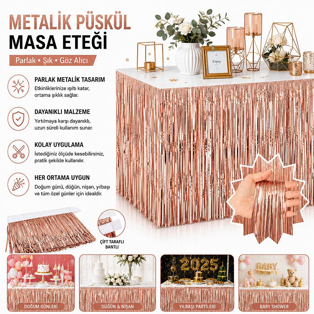 Masa Püskülü Rose Gold 