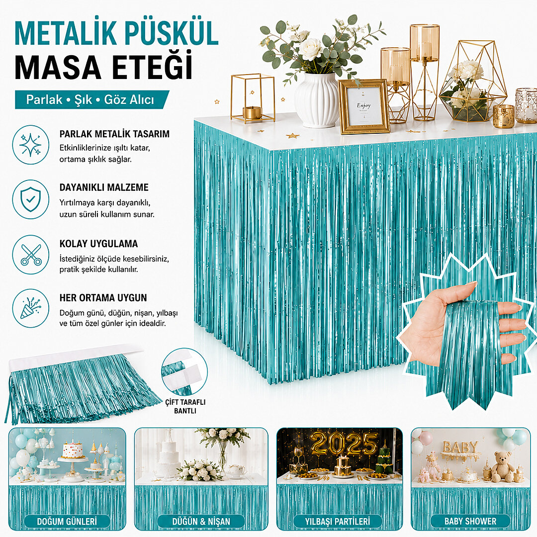 Masa Püskülü Turkuaz 