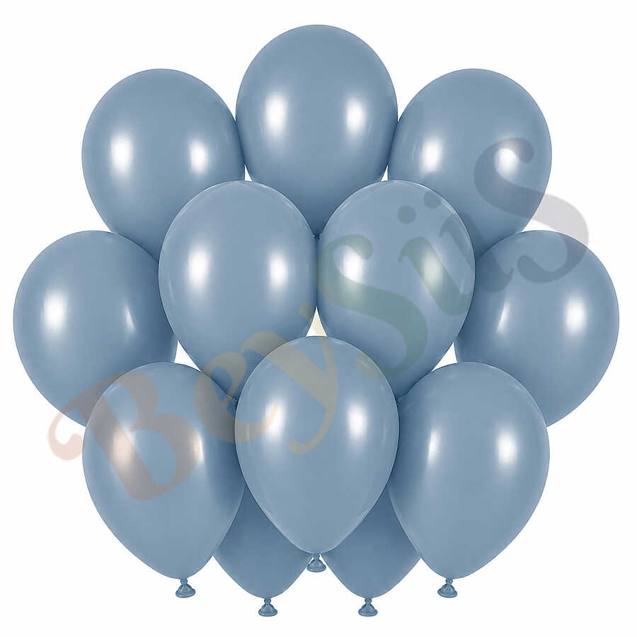 Mavi Cam Renk Lateks Retro Balon (30 cm) - 12 Adet