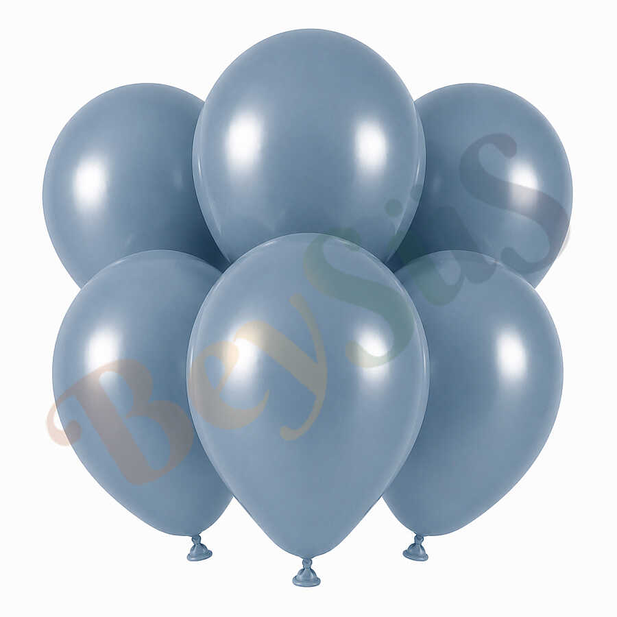 Mavi Cam Renk Lateks Retro Balon (30 cm) - 6 Adet