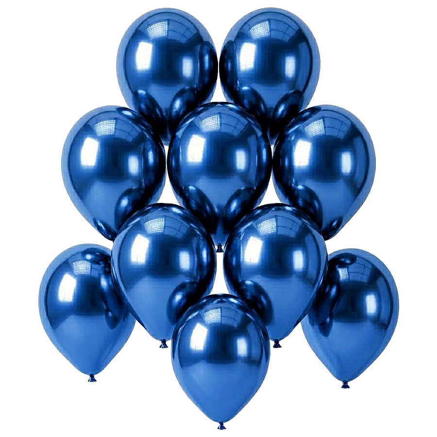 Mavi Renk Lateks krom Balon (15 cm) - 10 Adet