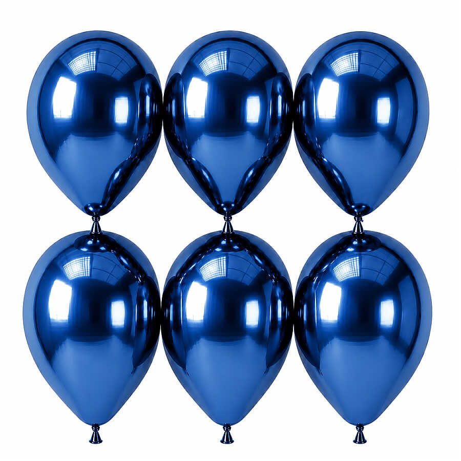 Mavi Renk Lateks krom Balon (30 cm) - 6 Adet