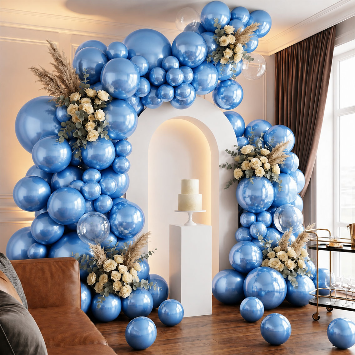 Mavi Renk Lateks Metalik Balon (30 cm) - 100 Adet