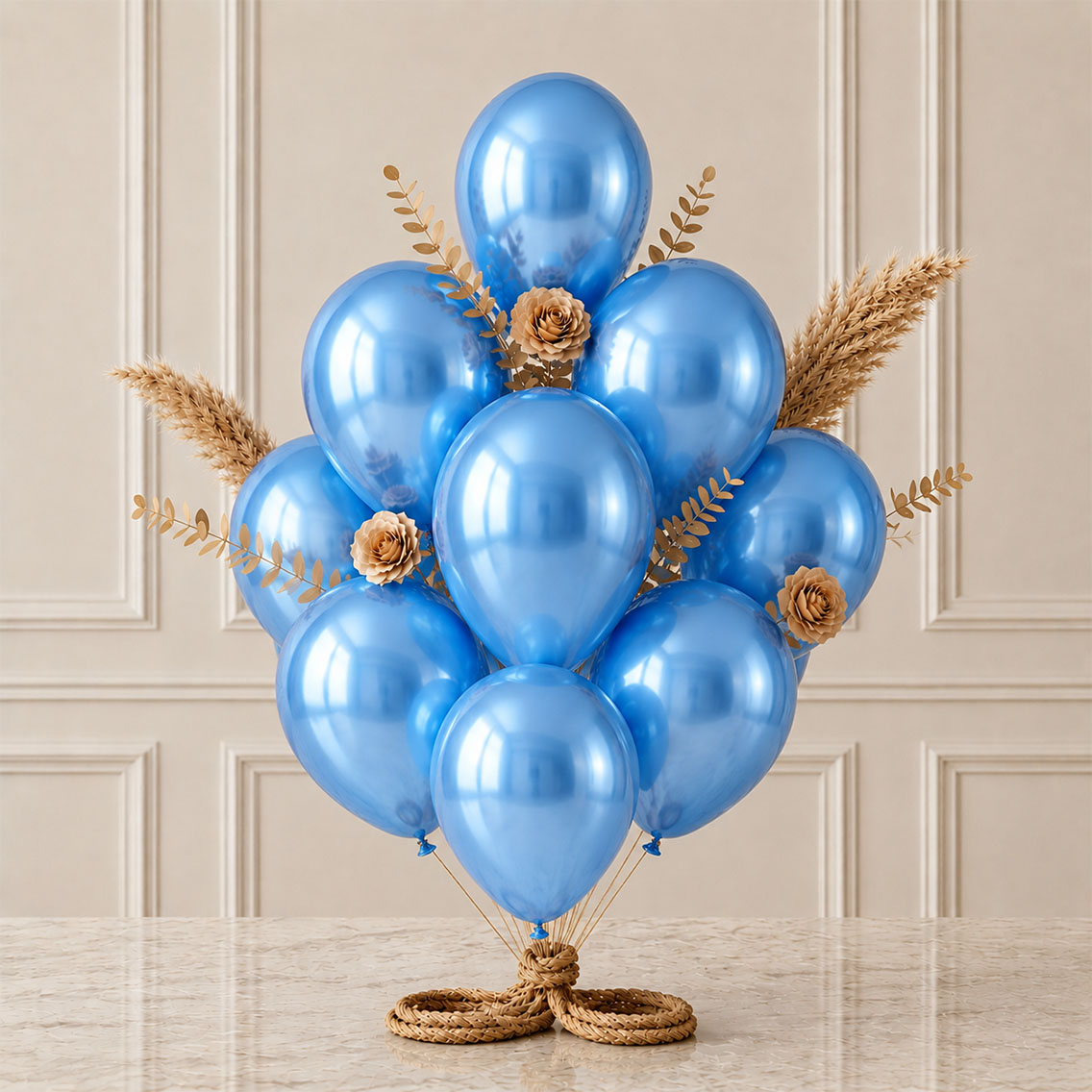 Mavi Renk Lateks Metalik Balon (30 cm) - 12 Adet