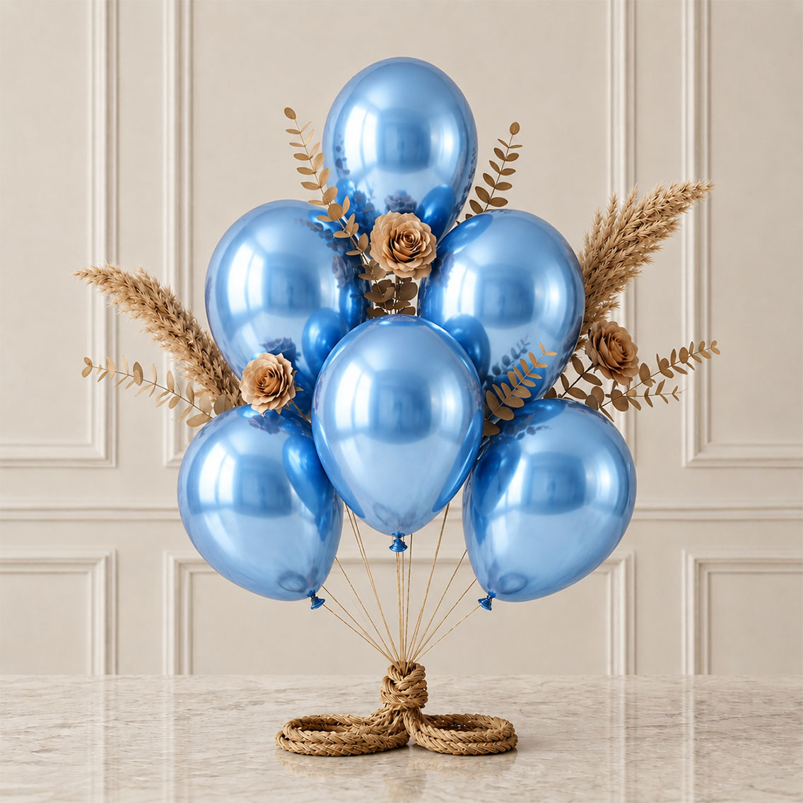 Mavi Renk Lateks Metalik Balon (30 cm) - 6 Adet