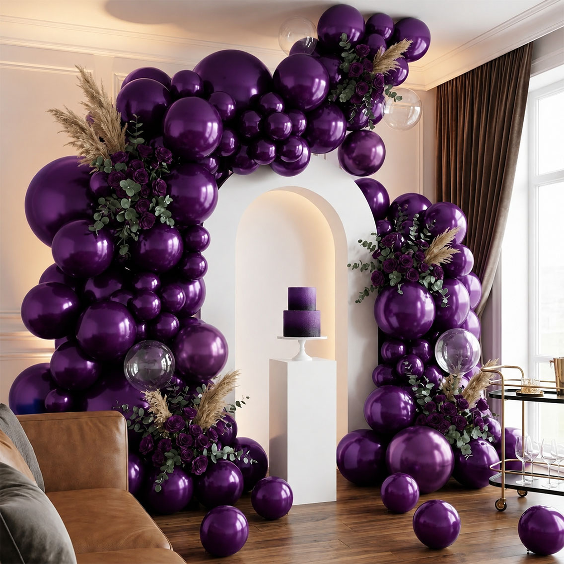 Mor Renk Lateks Metalik Balon (30 cm) - 100 Adet