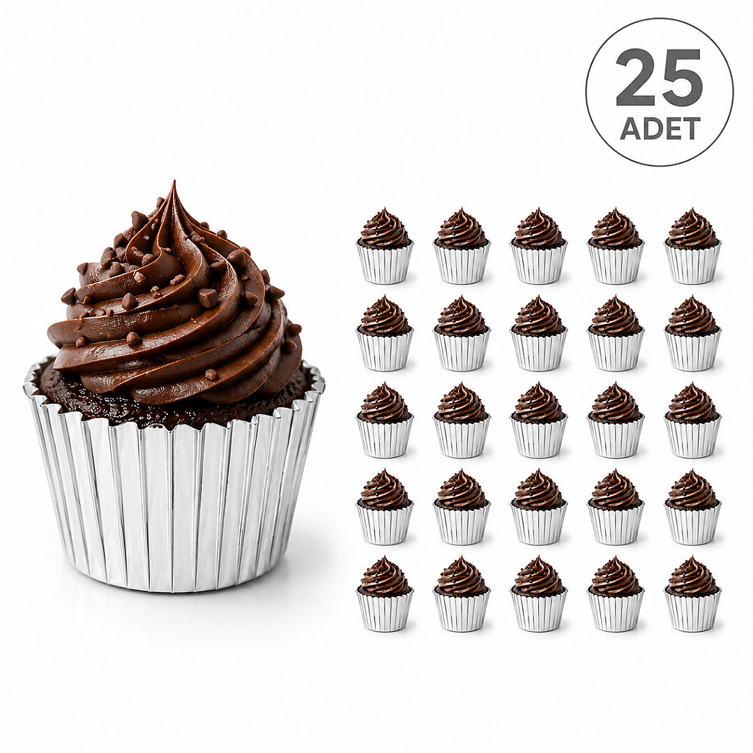 Muffin Kalıbı 25'li Gümüş - Beysüs (1)