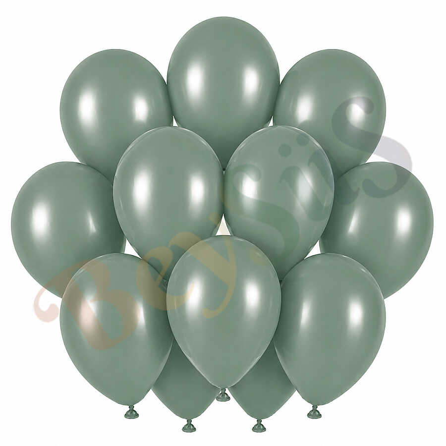 Okaliptus Renk Lateks Retro Balon (30 cm) - 12 Adet