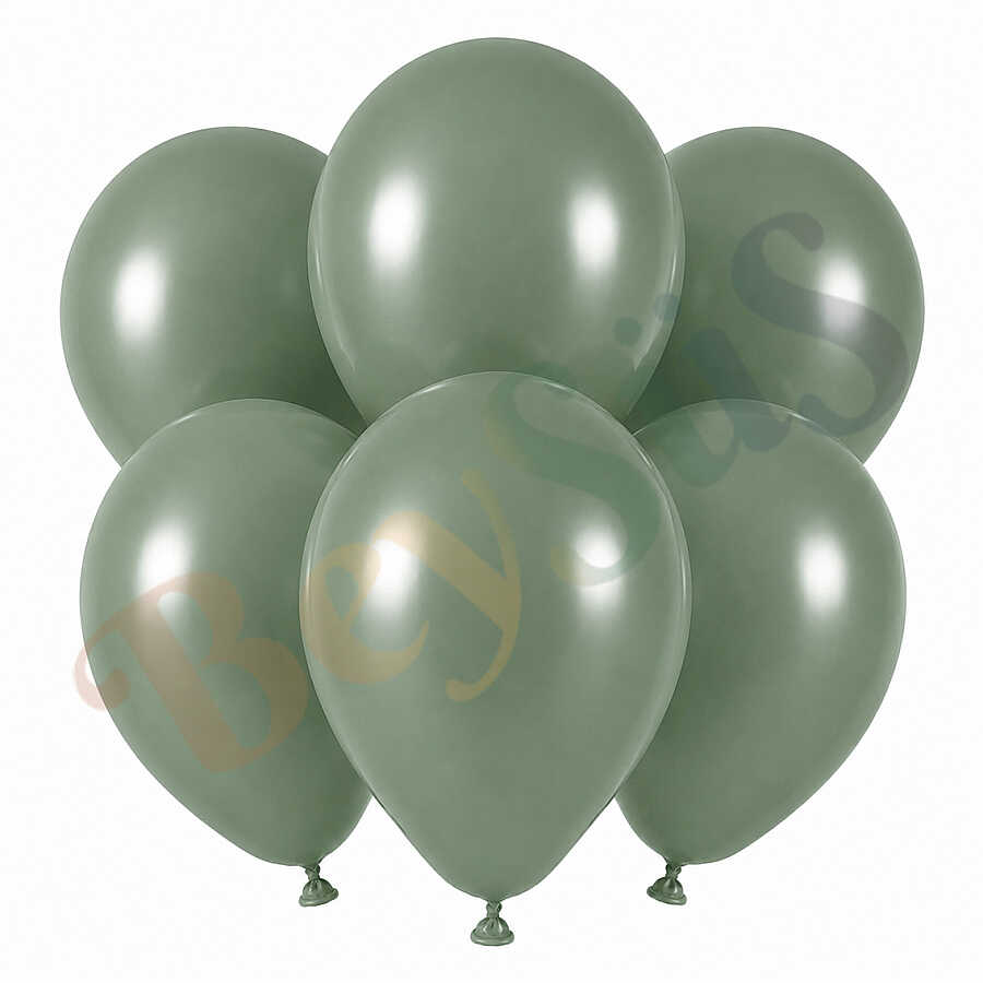 Okaliptus Renk Lateks Retro Balon (30 cm) - 6 Adet