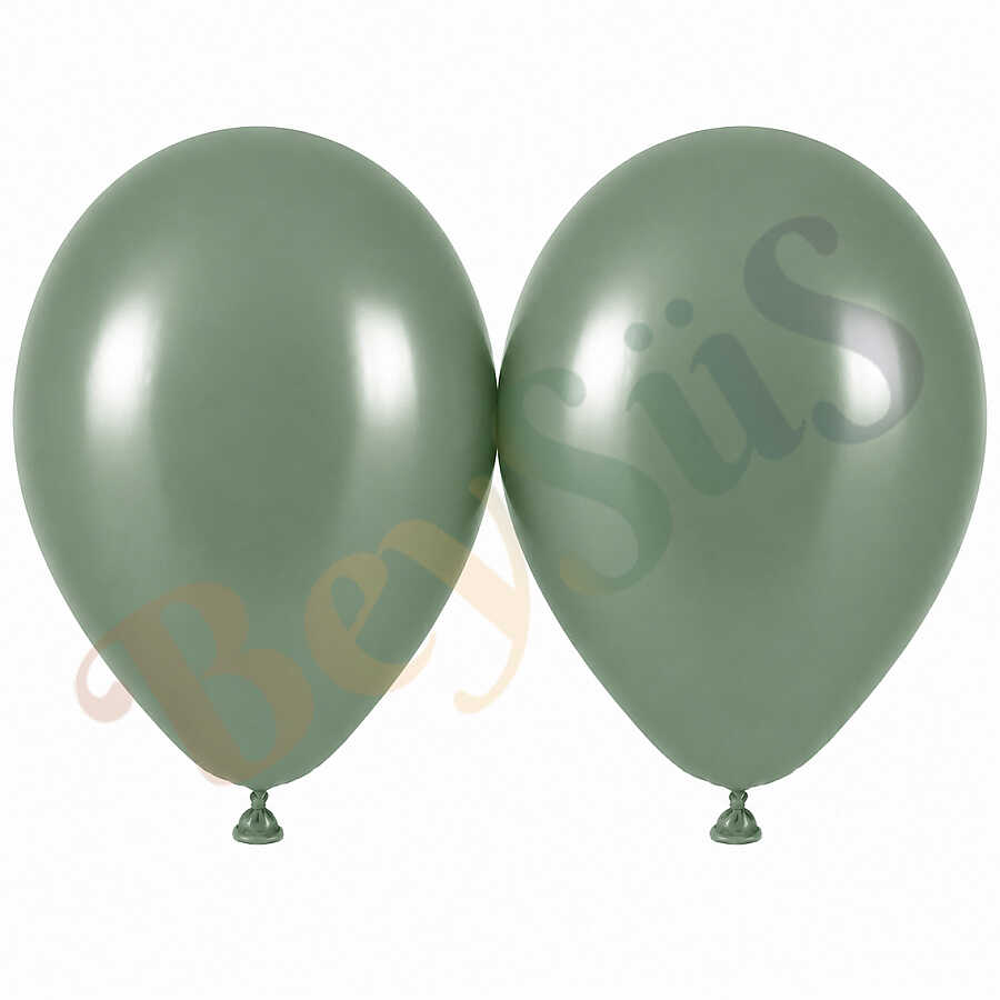 Okaliptus Renk Lateks Retro Balon (50 cm) - 2 Adet