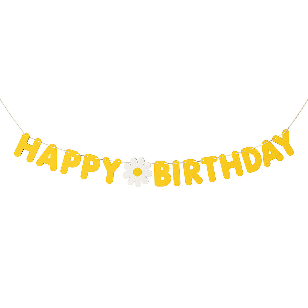 Papatya Temalı Happy Birthday Banner 