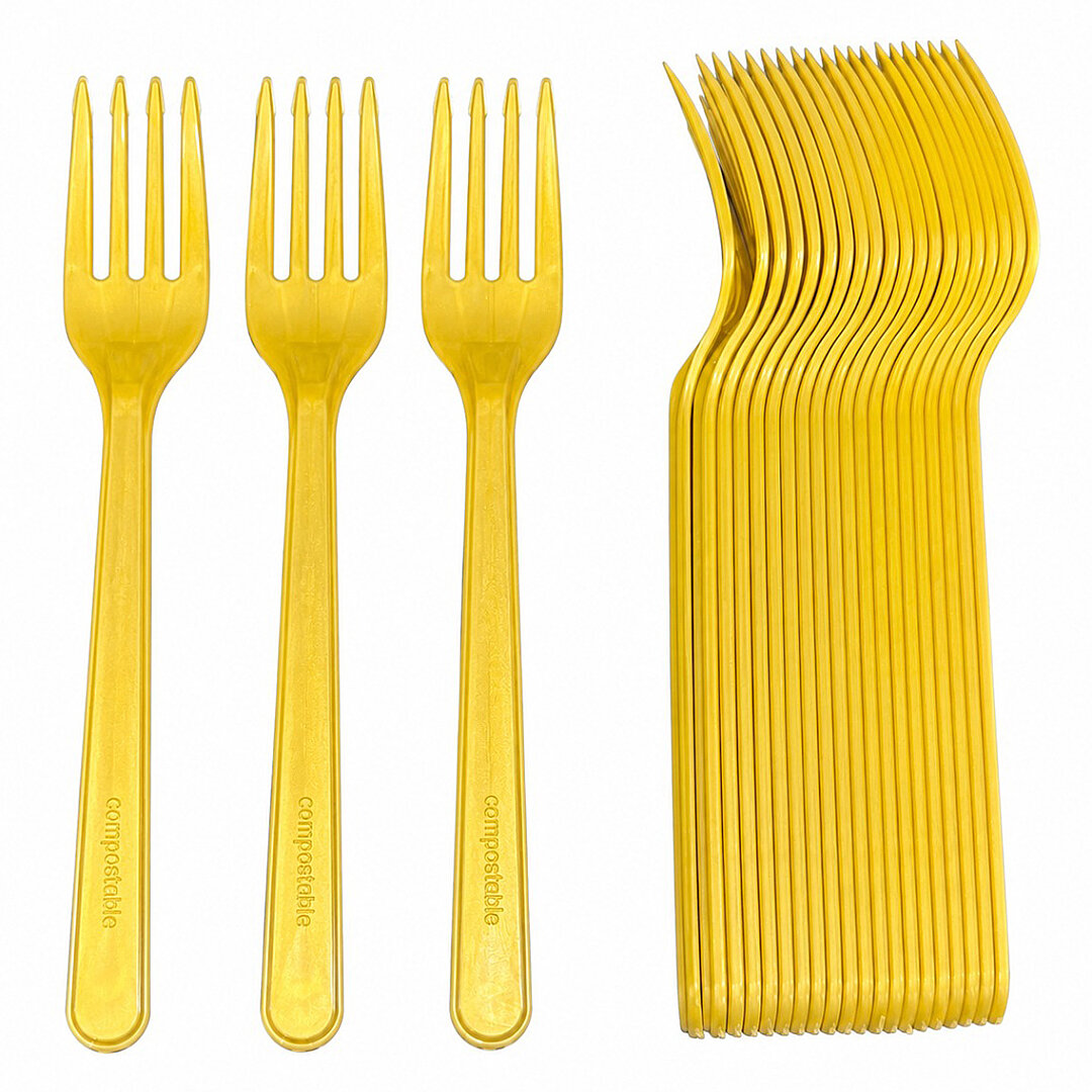 Parti Çatalı Lüks Plastik Gold 24 Adet 