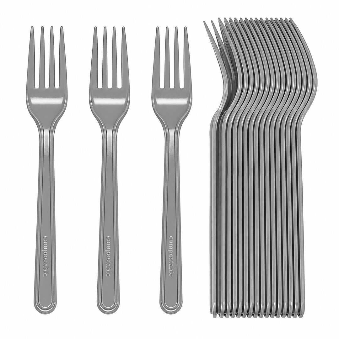 Parti Çatalı Lüks Plastik Gümüş 24 Adet 