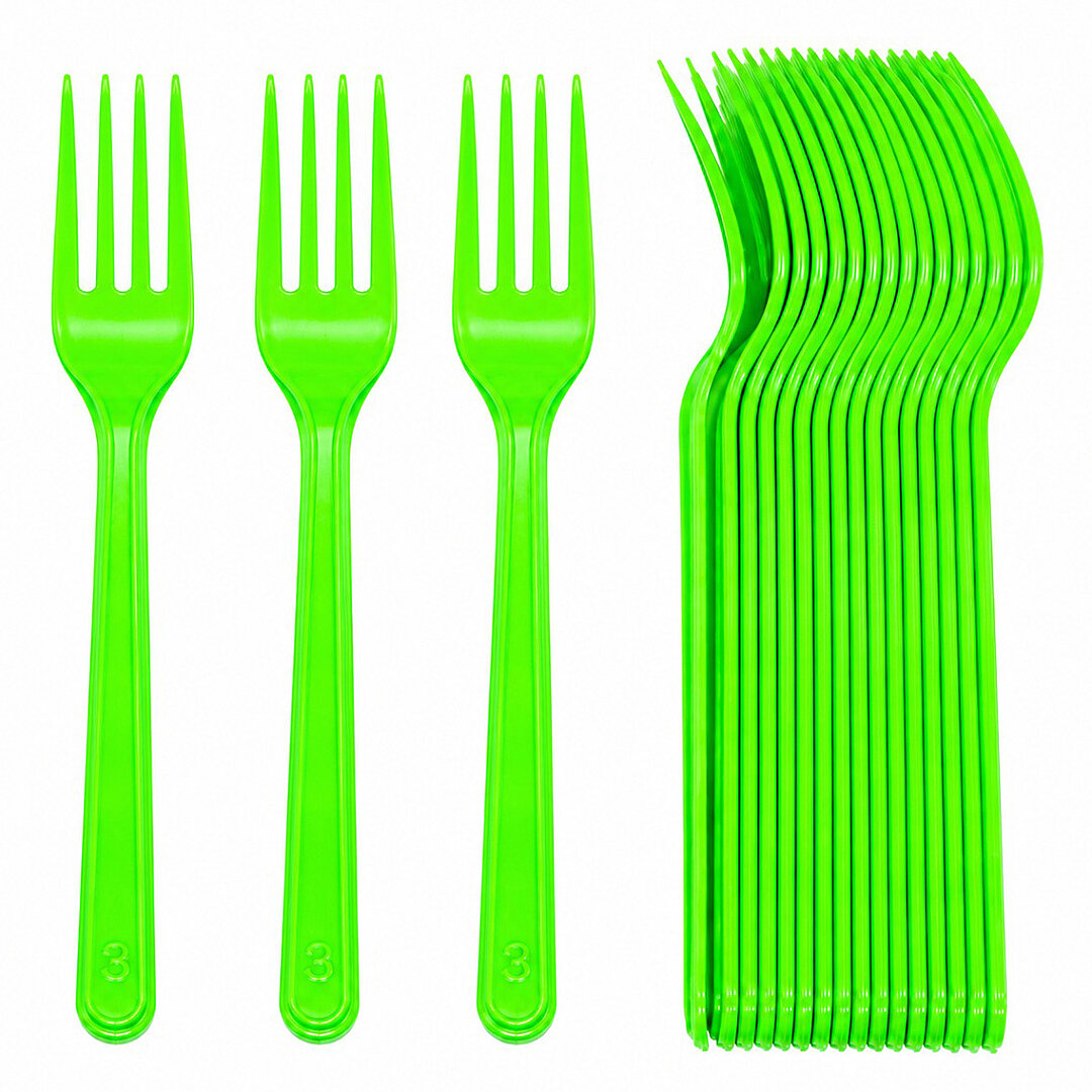 Parti Çatalı Lüks Plastik Yeşil 24 Adet 