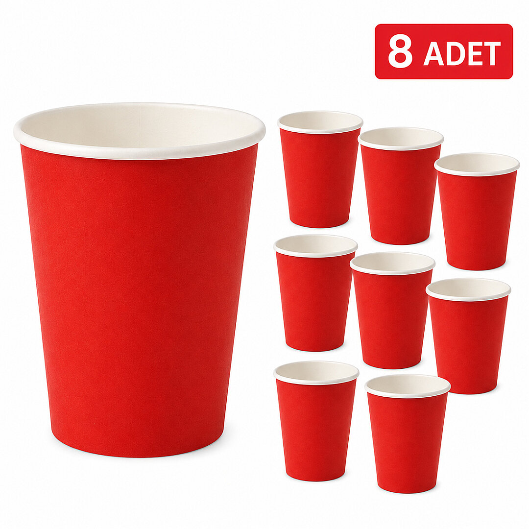 Parti Kağıt Bardak 8'li Kırmızı 