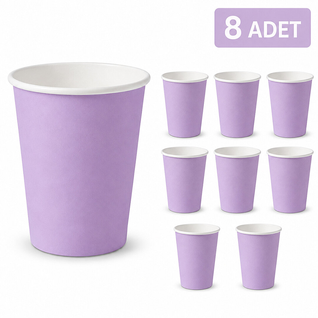 Parti Kağıt Bardak 8'li Mor 
