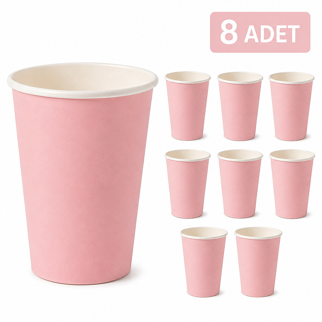 Parti Kağıt Bardak 8'li Pembe 