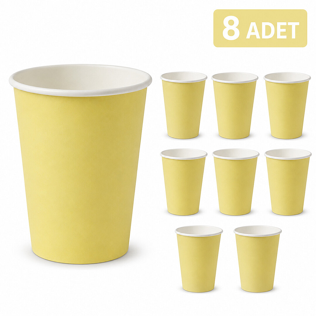 Parti Kağıt Bardak 8'li Sarı 