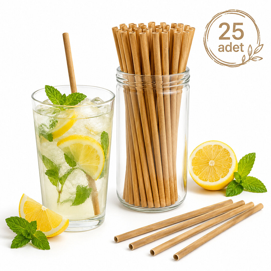 Parti Kağıt Pipeti 25'li Kraft 