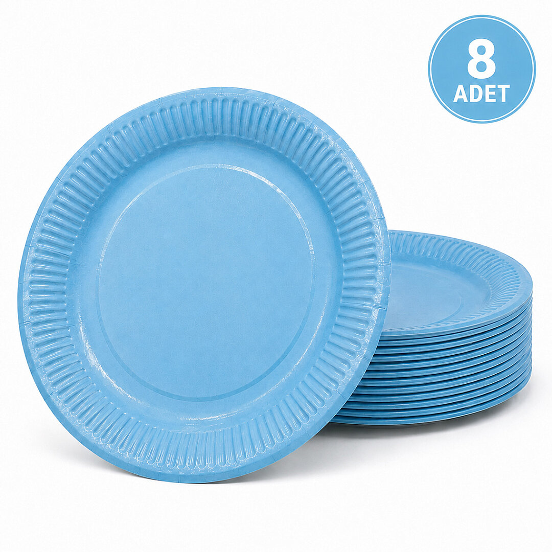Parti Kağıt Tabak 8'li Mavi 