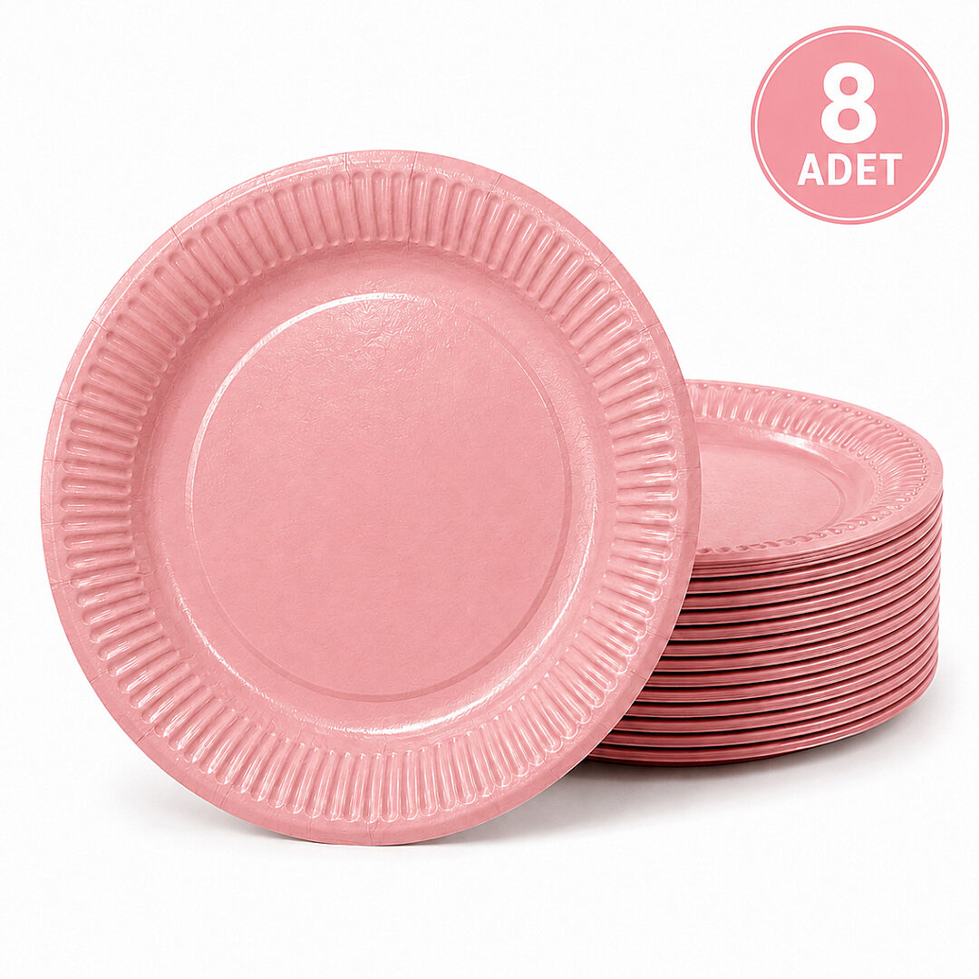 Parti Kağıt Tabak 8'li Pembe 