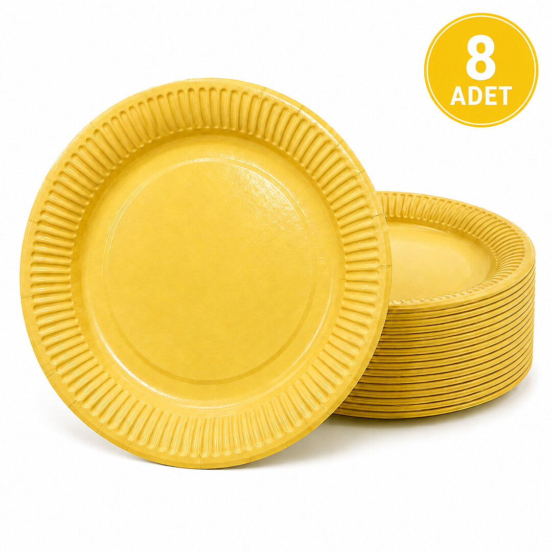 Parti Kağıt Tabak 8'li Sarı 