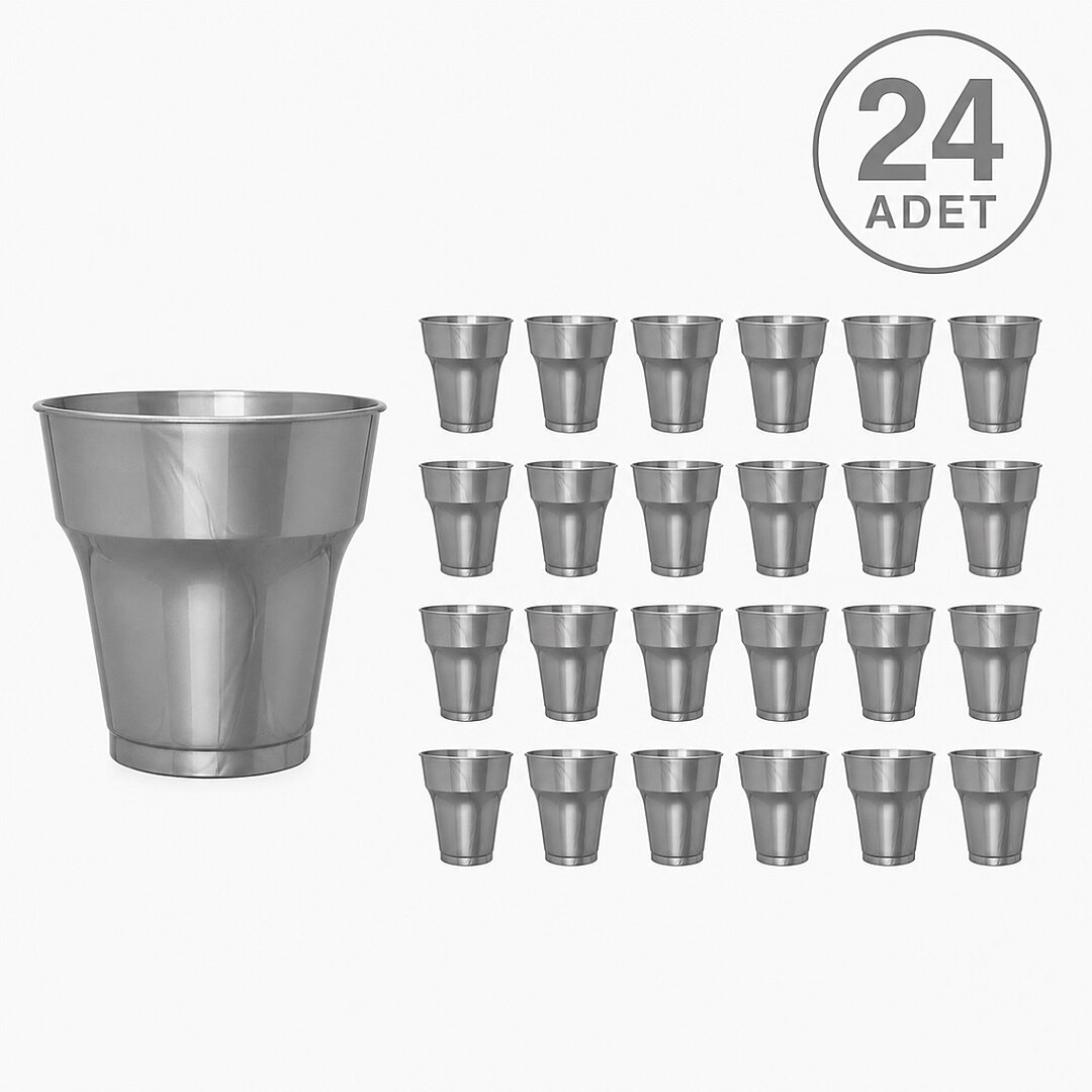 Parti Plastik Bardak 24'lü Gümüş 