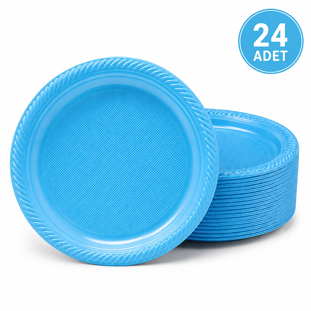 Parti Plastik Tabak 24'lü Mavi 