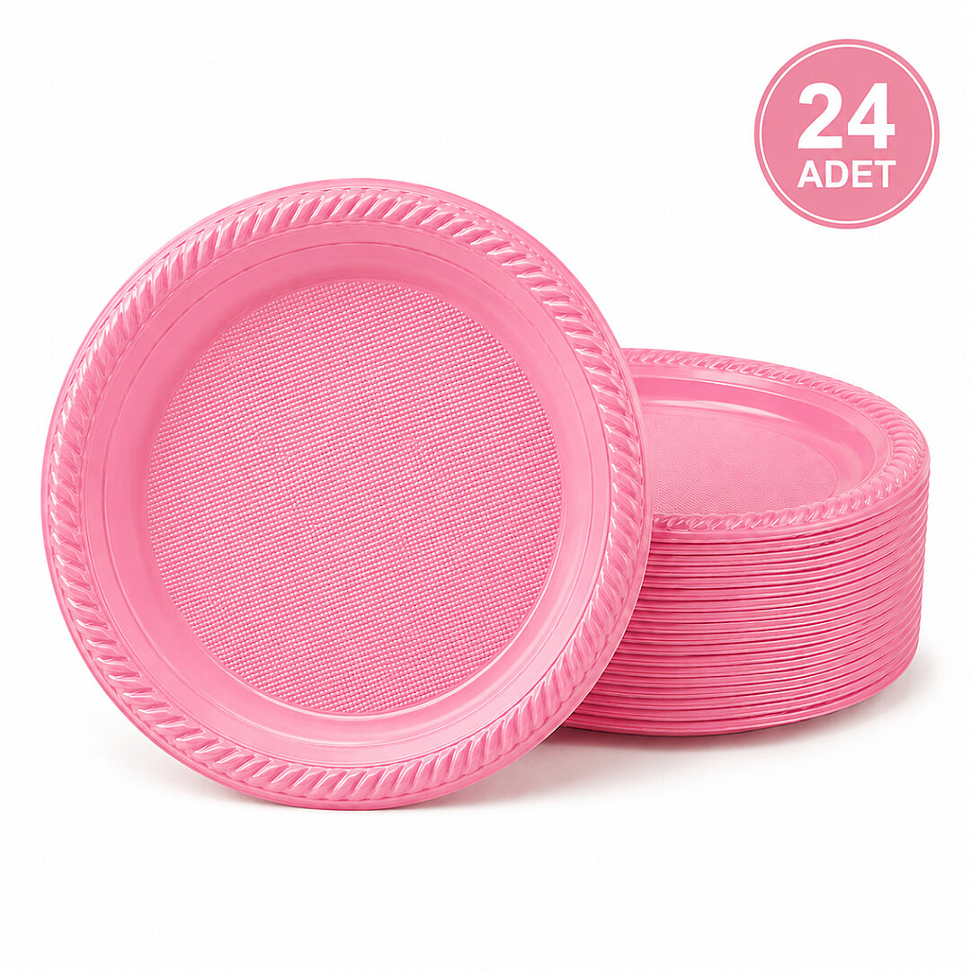 Parti Plastik Tabak 24'lü Pembe 