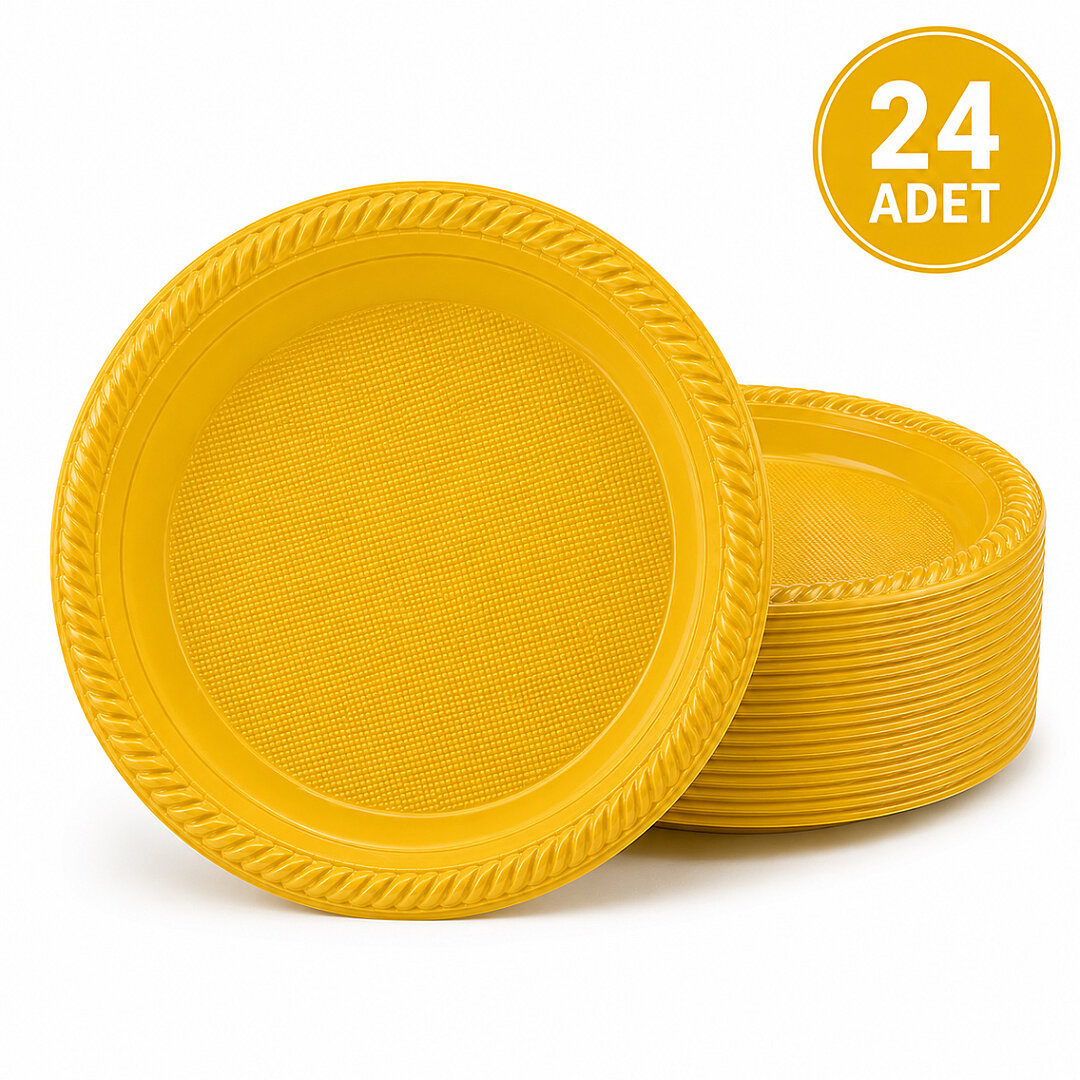 Parti Plastik Tabak 24'lü Sarı 