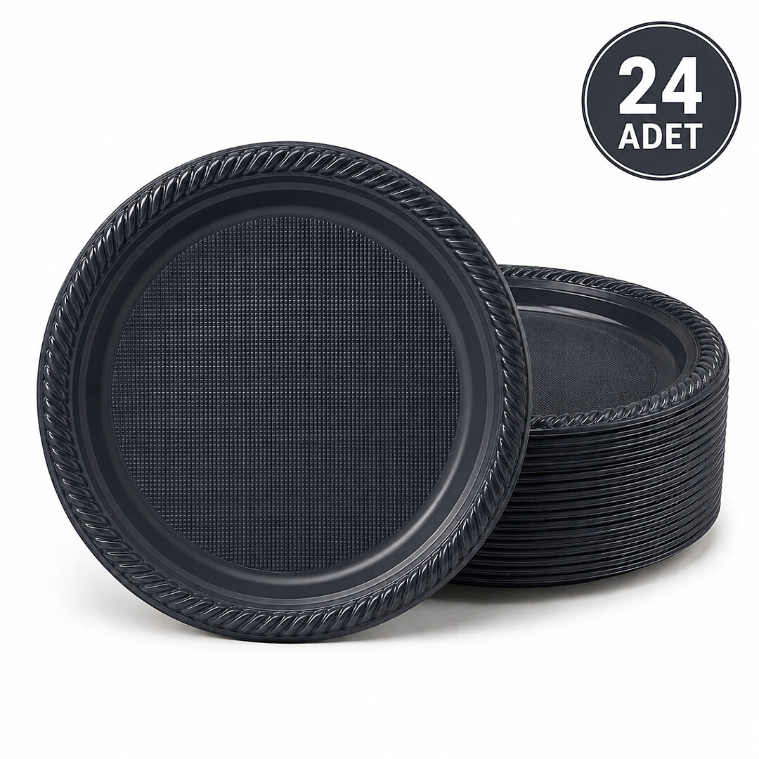 Parti Plastik Tabak 24'lü Siyah 