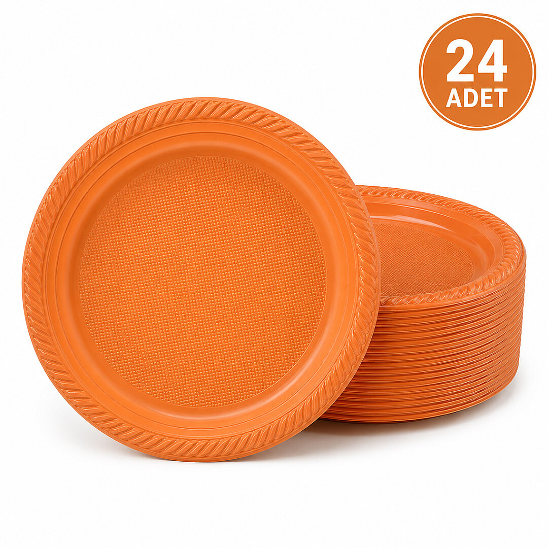 Parti Plastik Tabak 24'lü Turuncu 