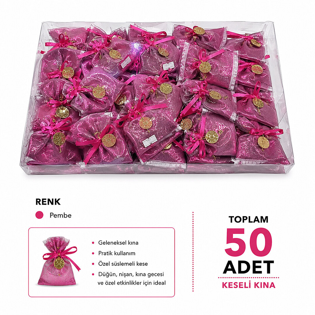 Pembe Keseli Hediyelik Kına 50 Adet 