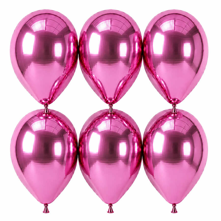 Pembe Renk Lateks krom Balon (30 cm) - 6 Adet