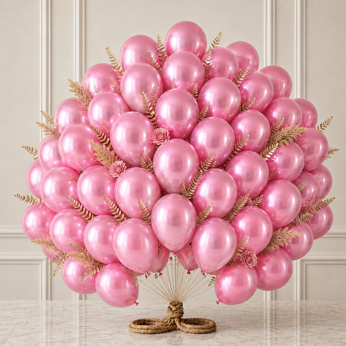 Pembe Renk Lateks Metalik Balon (30 cm) - 50 Adet