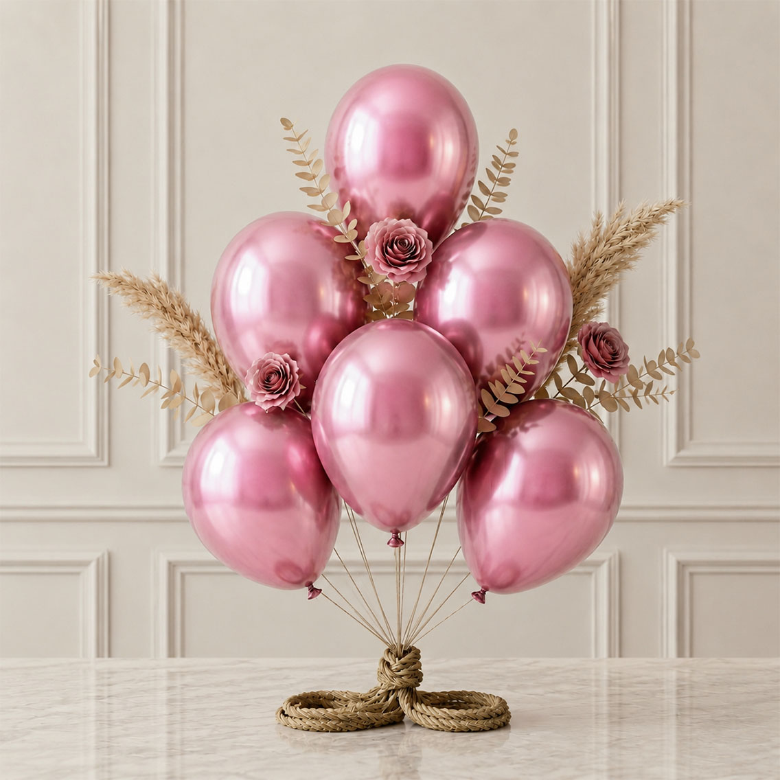 Pembe Renk Lateks Metalik Balon (30 cm) - 6 Adet