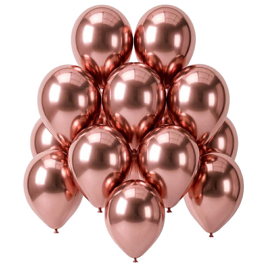 Rose Gold Renk Lateks krom Balon (30 cm) - 12 Adet