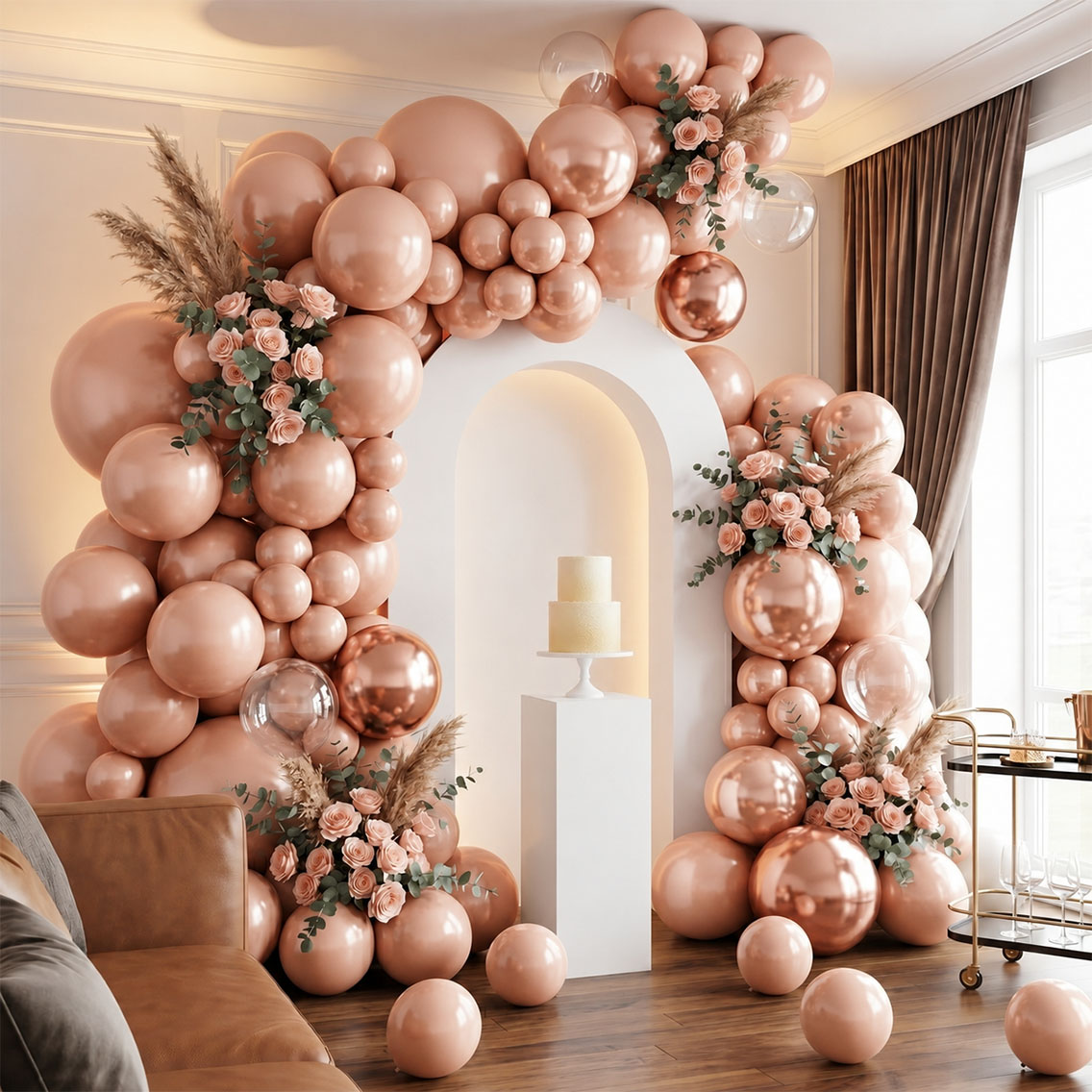 Rose Gold Renk Lateks Metalik Balon (30 cm) - 100 Adet