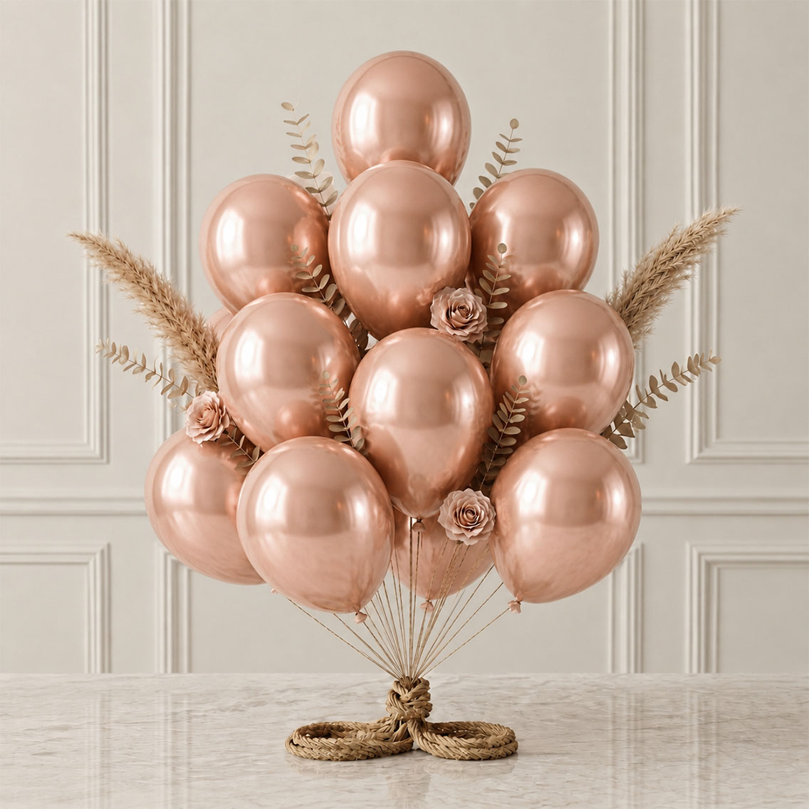 Rose Gold Renk Lateks Metalik Balon (30 cm) - 12 Adet