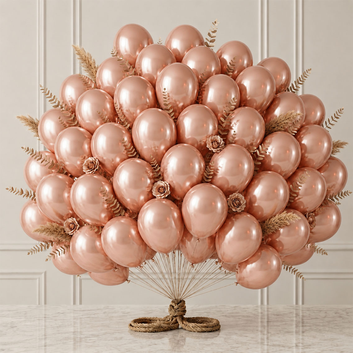 Rose Gold Renk Lateks Metalik Balon (30 cm) - 50 Adet