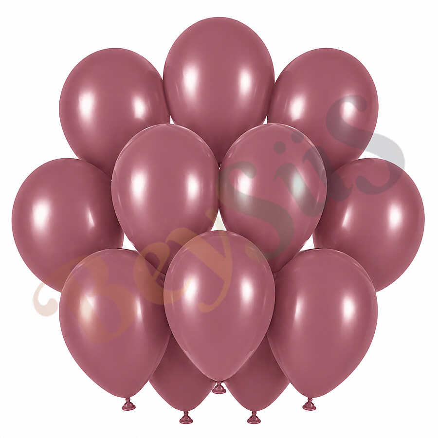 Rosewood Renk Lateks Retro Balon (30 cm) - 12 Adet