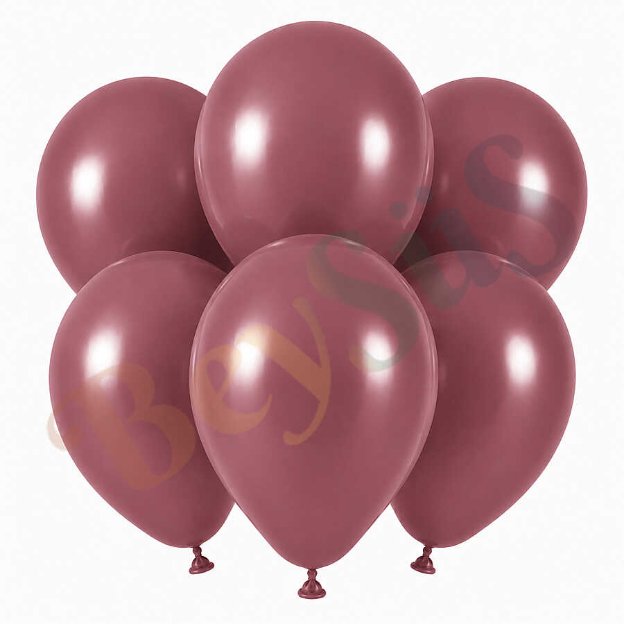 Rosewood Renk Lateks Retro Balon (30 cm) - 6 Adet