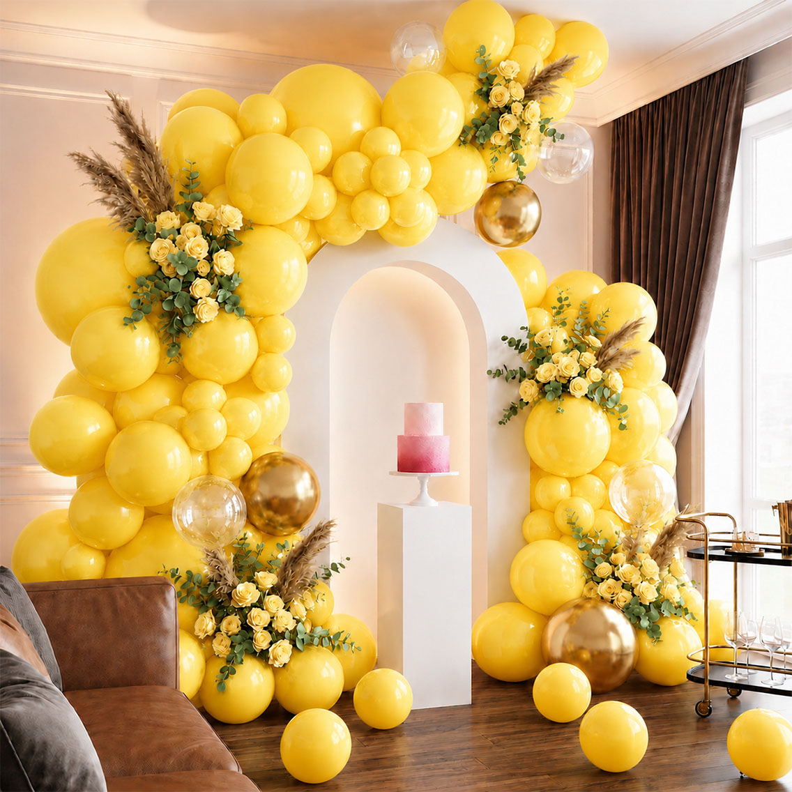 Sarı Renk Lateks Metalik Balon (30 cm) - 100 Adet