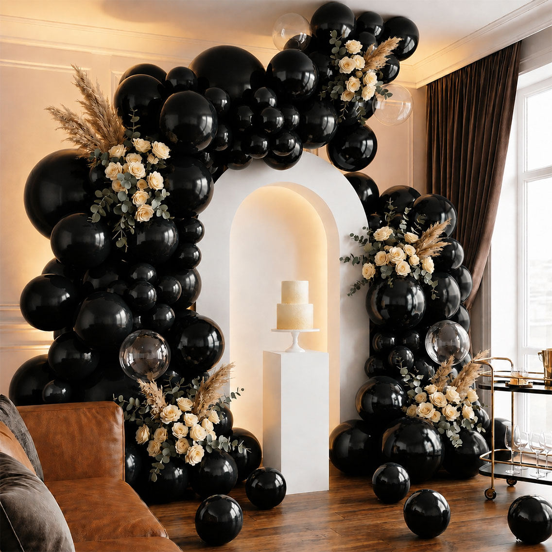 Siyah Renk Lateks Metalik Balon (30 cm) - 100 Adet