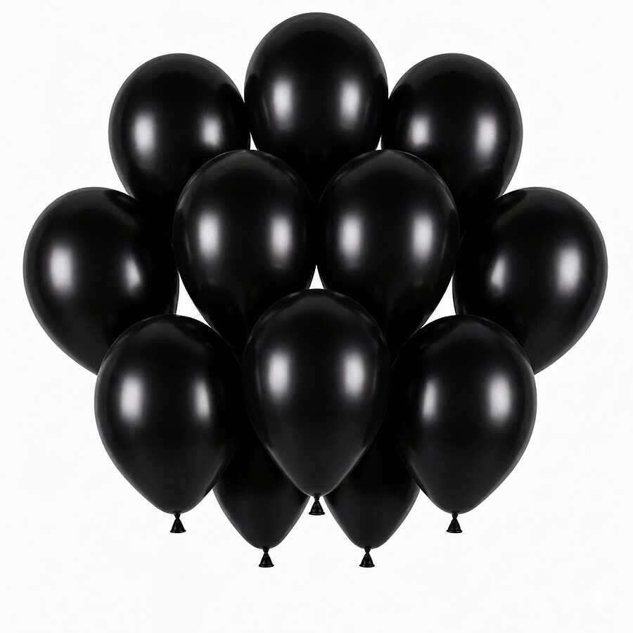 Siyah Renk Lateks Pastel Balon (30 cm) - 12 Adet